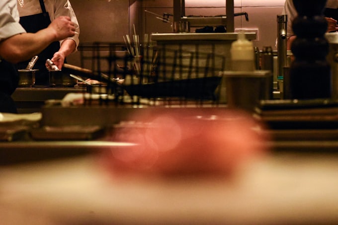 Chef plating in the kitchen